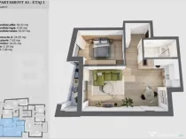 Apartament de 2 camere, bloc premium, etaj intermediar, Zona