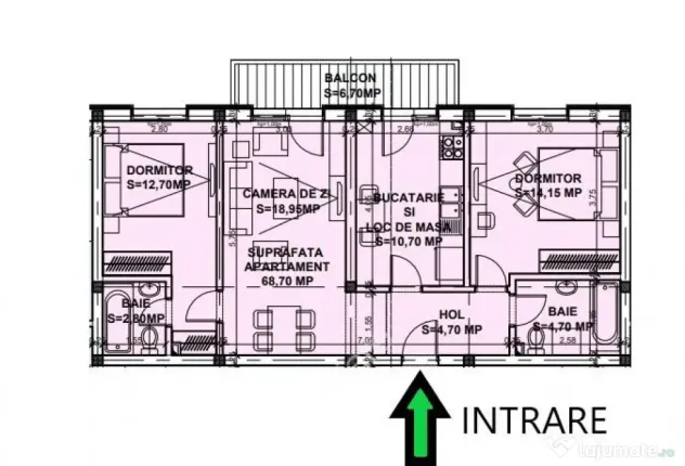 Apartament nou 3 camere 2 bai balcon parcare zona Dna Stanca
