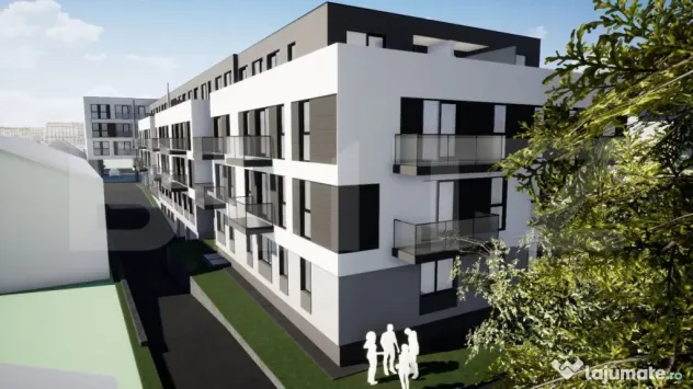 Apartament cu 3 camere, 2 bai, 77,35 mp, semifinisat, TVA in