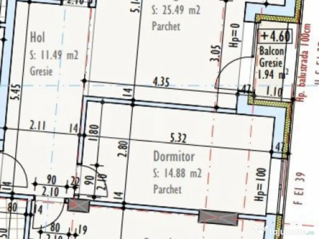 Apartament cu 3 camere, 2 bai, 77,35 mp, semifinisat, TVA in