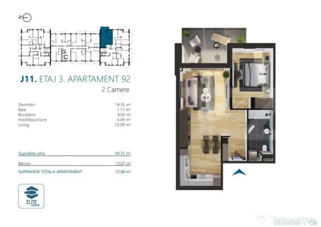 Apartament cu 2 camere, 60 mp, Ansamblu Rezidential, zona RI - Cluj-Napoca (Cluj)