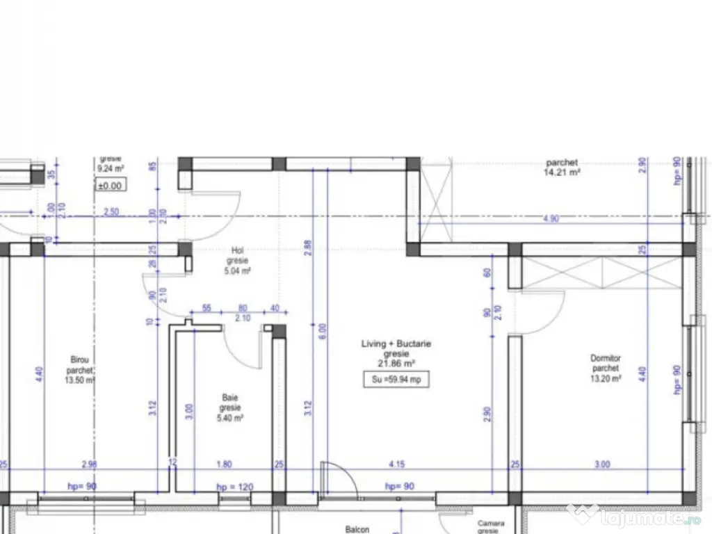 Apartament FINISAT de 3 camere, CF disponibil, 60 mp, zona C