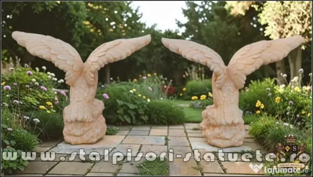 Statuetă vultur, acvilă, șoim, galben patinat, model S35.
