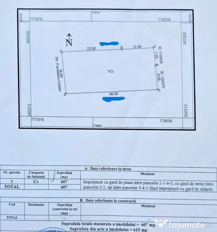 Valu lui Traian Teren cu fundație proiect P+1 autorizat 60