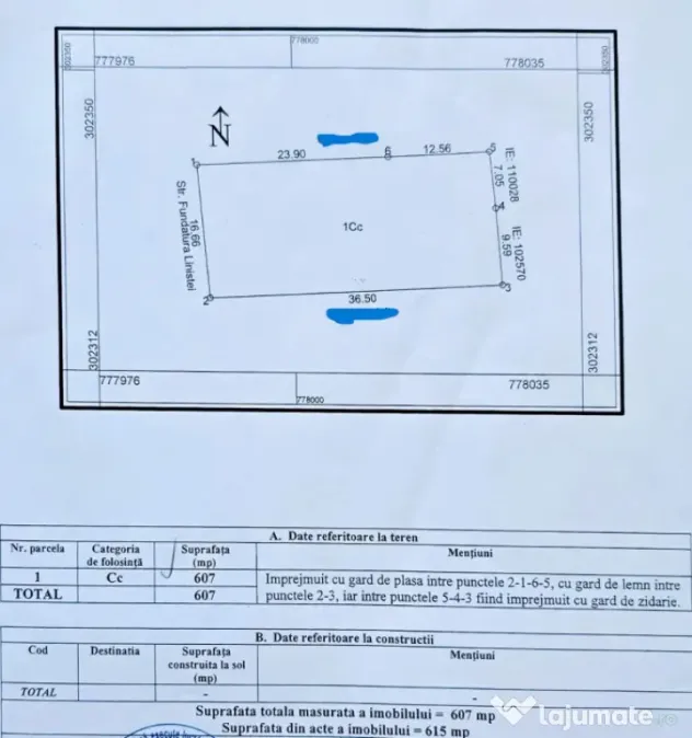 Valu lui Traian Teren cu fundație proiect P+1 autorizat 60