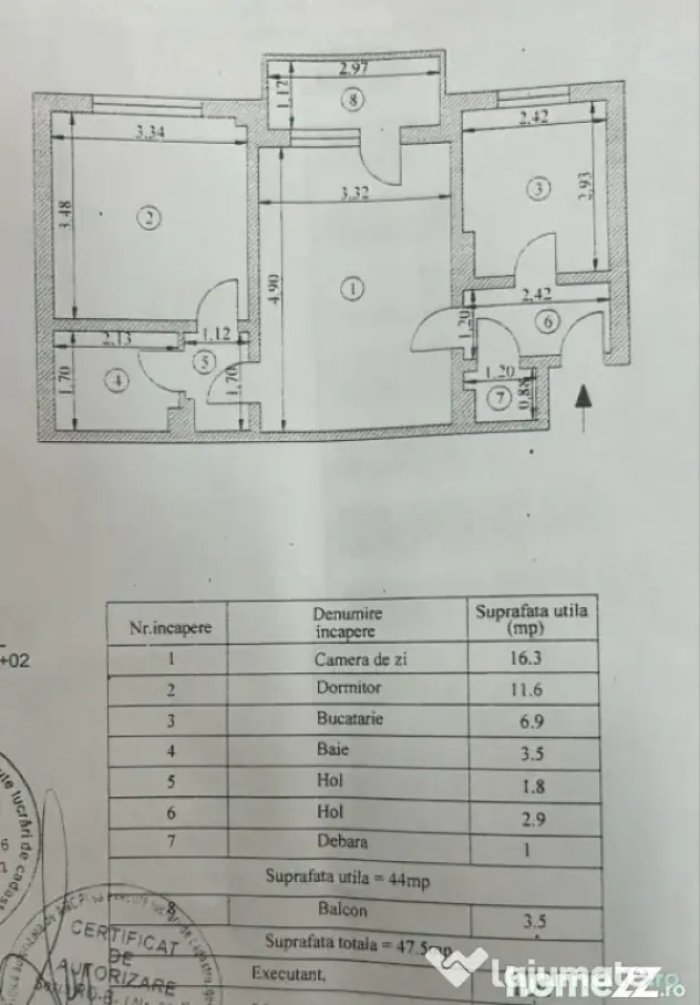 Apartament 2 camere confort 1, etaj 2, Calea Galati