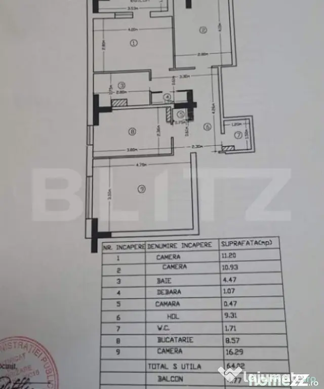 Apartament 3 camere, 70mp, etaj intermediar, Piata Garii