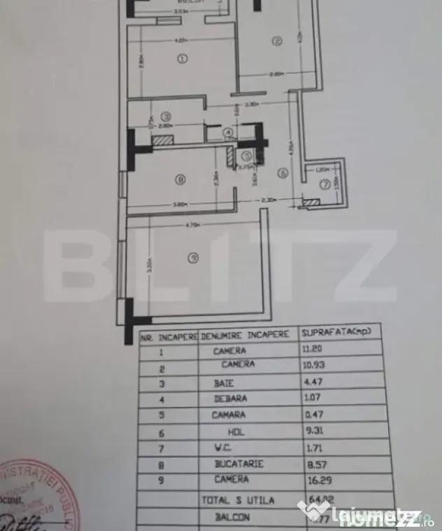 Apartament 3 camere, 70mp, etaj intermediar, Piata Garii