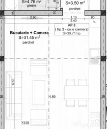 Apartament tip studio, 40 mp utili, 1 loc de parcare, Etaj 1