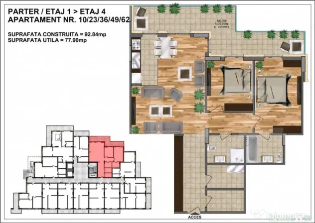 Apartament de vânzare – bloc nou, zona Aurel Vlaicu 77,90 - Bistrita (Bistrita-Nasaud)
