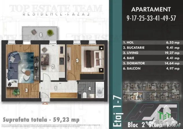 Reducere! Apartament spatios 2 camere bloc nou langa parc, z