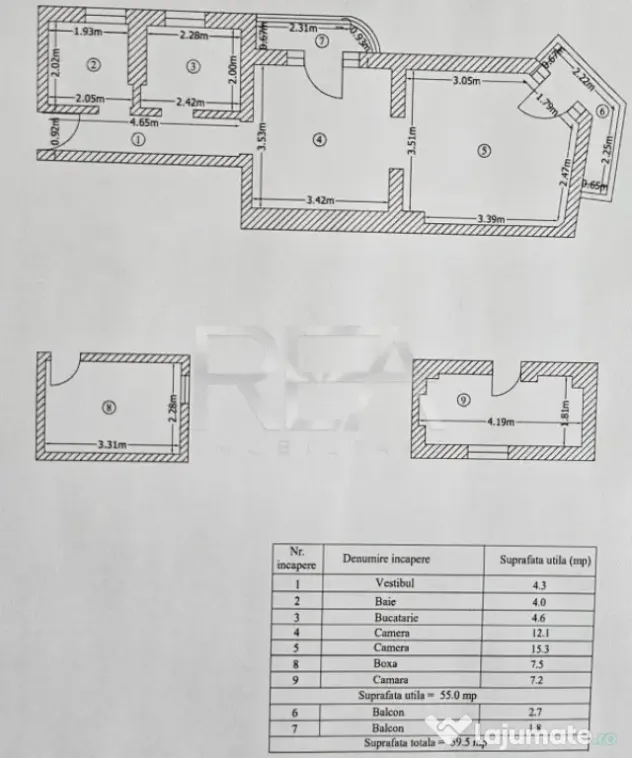 2 camere, Vitan Mall, et. 1, centrală, inst. schimb., 59 mp