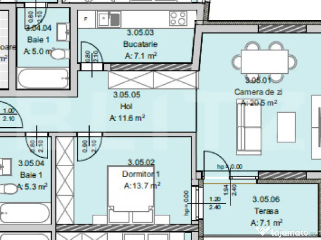 Apartament 2 camere, 58 mp, Terasa 7 mp, Imobil Nou, Semicen