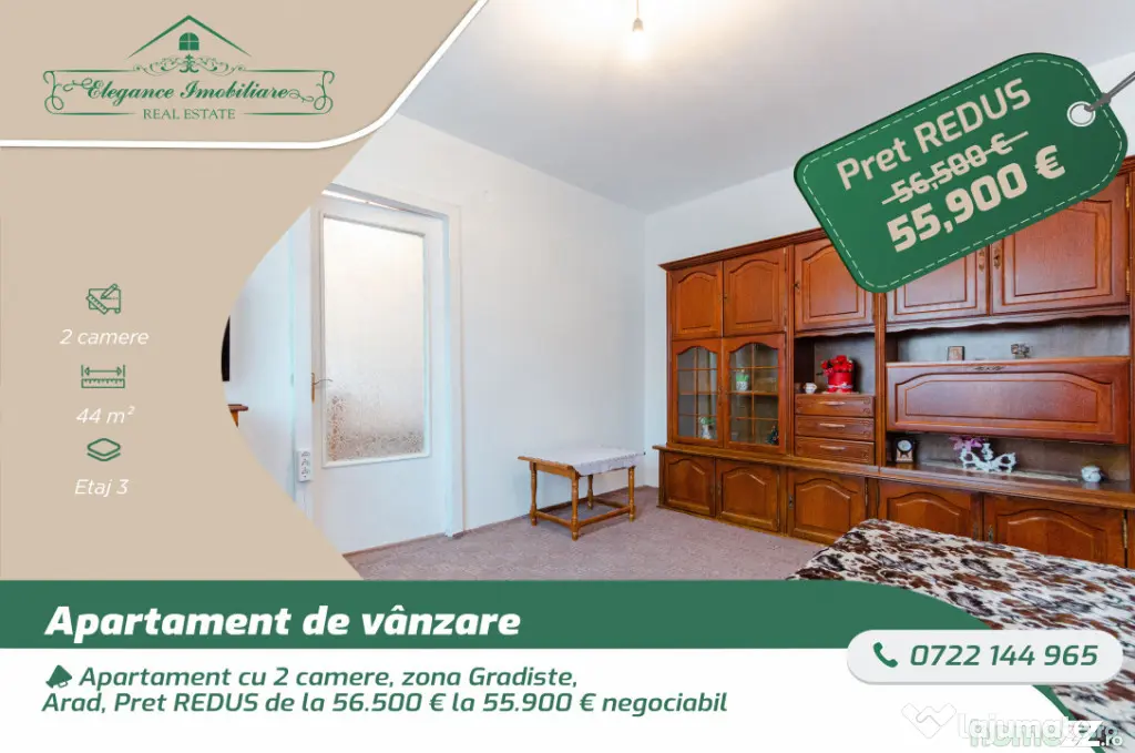 Apartament cu 2 camere, zona Gradiste, Arad - Arad (Arad)