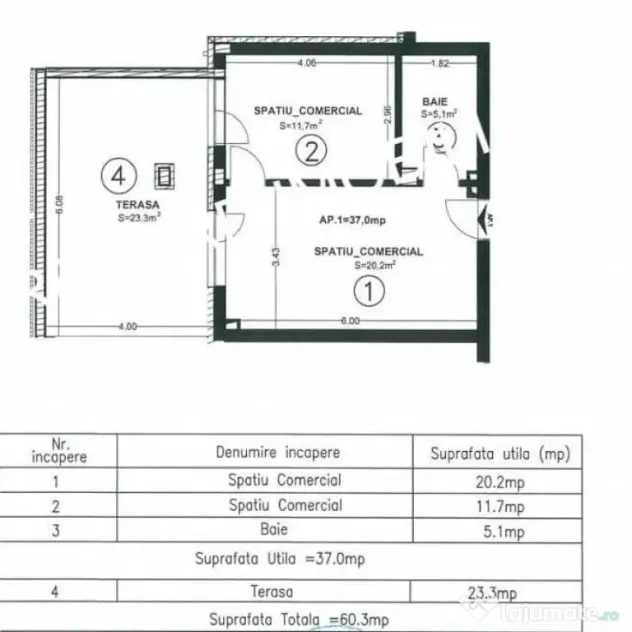 Spatiu comercial, 2 camere, terasa 23 mp, acces din terasa Apahida