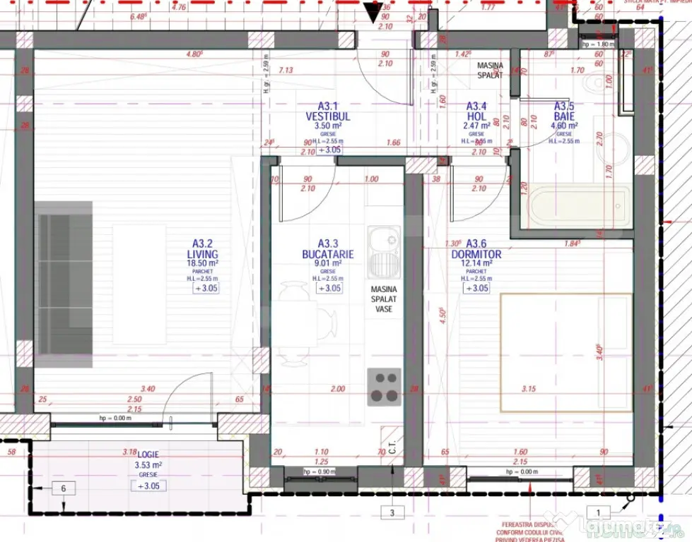Apartament 2 camere, 50 mp, zona Mehala