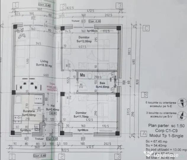 Mut.imed casa 3cam+curte 80mp in duplex -Popesti Leordeni...
