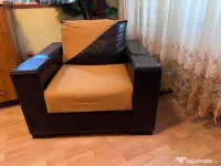 Fotoliu piele și textil 