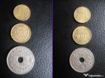 Monede rare 10 si 20 Euro Cent 2002 plus 5 Kroner 1990