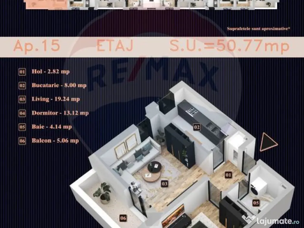 Apartament 2 camere de vânzare / Chiajna / Bloc nou / ba...