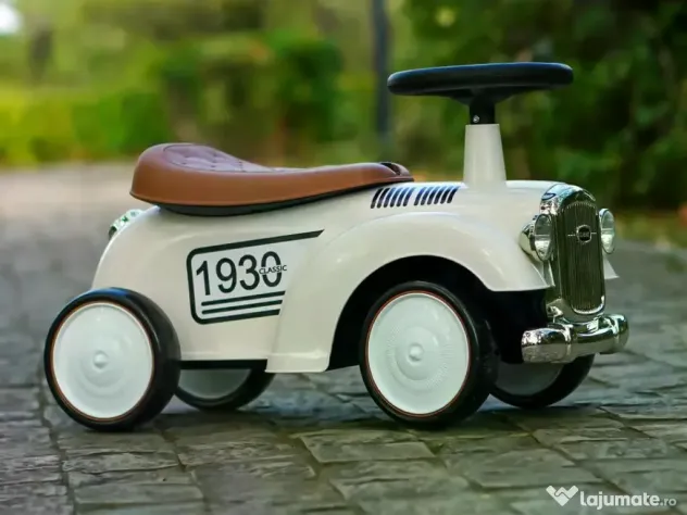 Premergator fara pedale, Kinderauto Retro Baby Car cu roti moi White