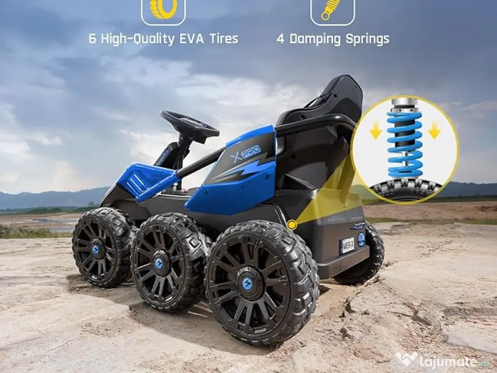 UTV electric pentru 2 copii Kinderauto BJSX2319 6x6 300W 24V Blue