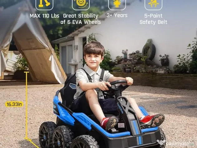 UTV electric pentru 2 copii Kinderauto BJSX2319 6x6 300W 24V Blue