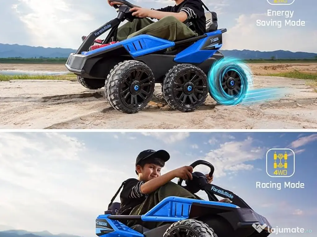 UTV electric pentru 2 copii Kinderauto BJSX2319 6x6 300W 24V Blue