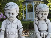 Statuete copii cu coșulețe, gri antichizat, model J9. 