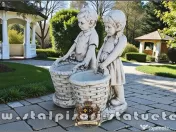 Statuete copii cu coșulețe, gri antichizat, model J9. 