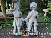 Statuete copii cu coșulețe, gri antichizat, model J9. 