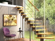 Scara London - trepte suspendate fag + structura metalica 