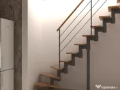 Scara London - trepte suspendate fag + structura metalica 