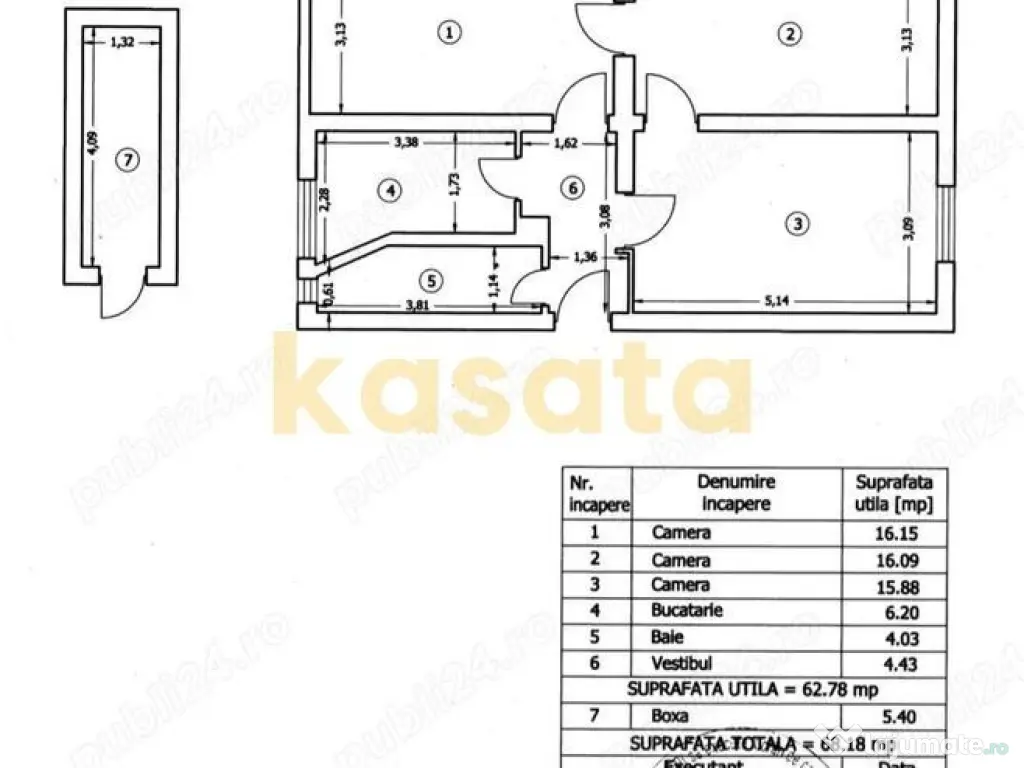 3 camere de închiriat | Floreasca | 63 mp | renovat | boxă