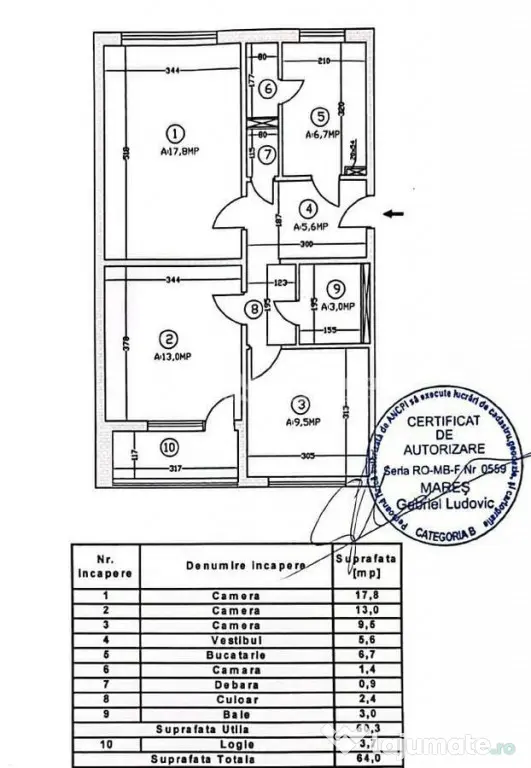 Kaufland/LIDL Alexandriei, apartament 3 camere decomandat