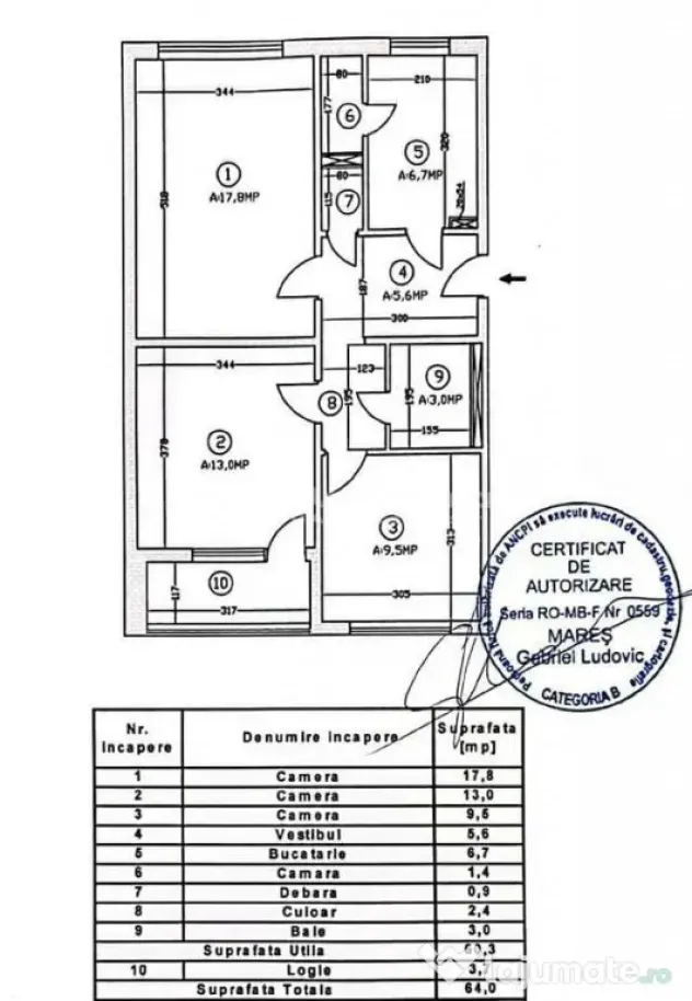 Kaufland/LIDL Alexandriei, apartament 3 camere decomandat