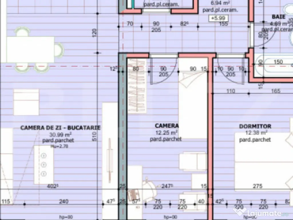 Apartament 3 camere, 69.50 mp, zona Tudor