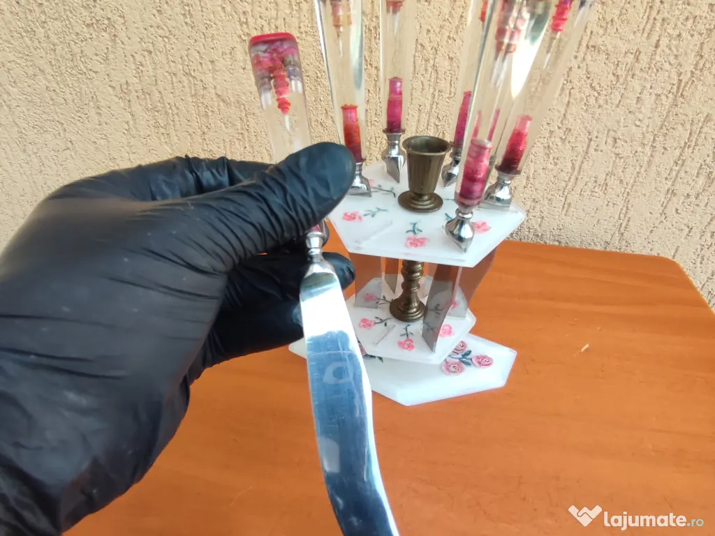 Set cuțite plexic cu trandafiri