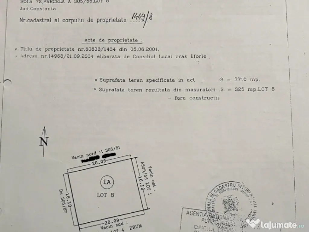 Vand teren in Eforie Nord cu intrare din strada Daliei 325mp