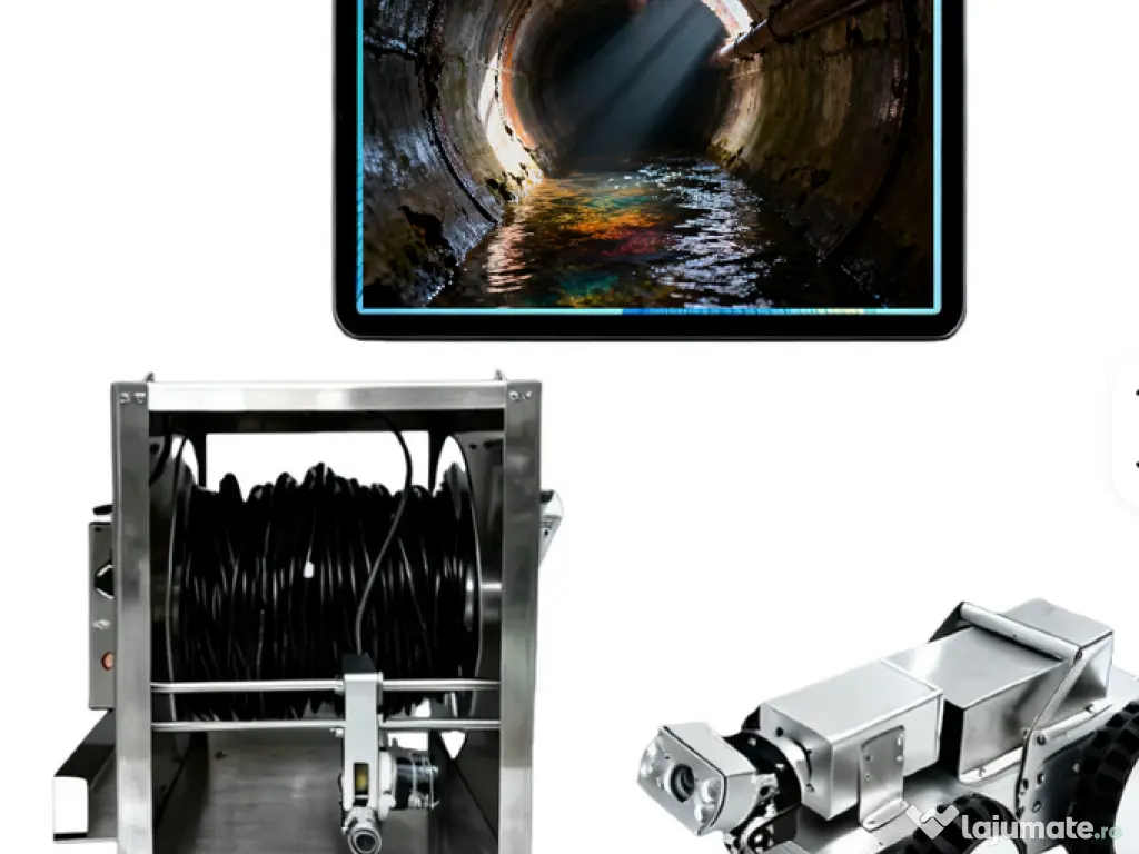 Robot Profesional Inspecție Conducte 260 mm – CCTV PAN/TILT, Cablu 200 m