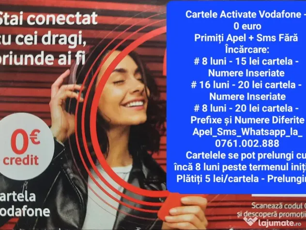 Cartela Activata Numar.Cartele.Numere Activate Vodafone_Prefix+Variante Diferite