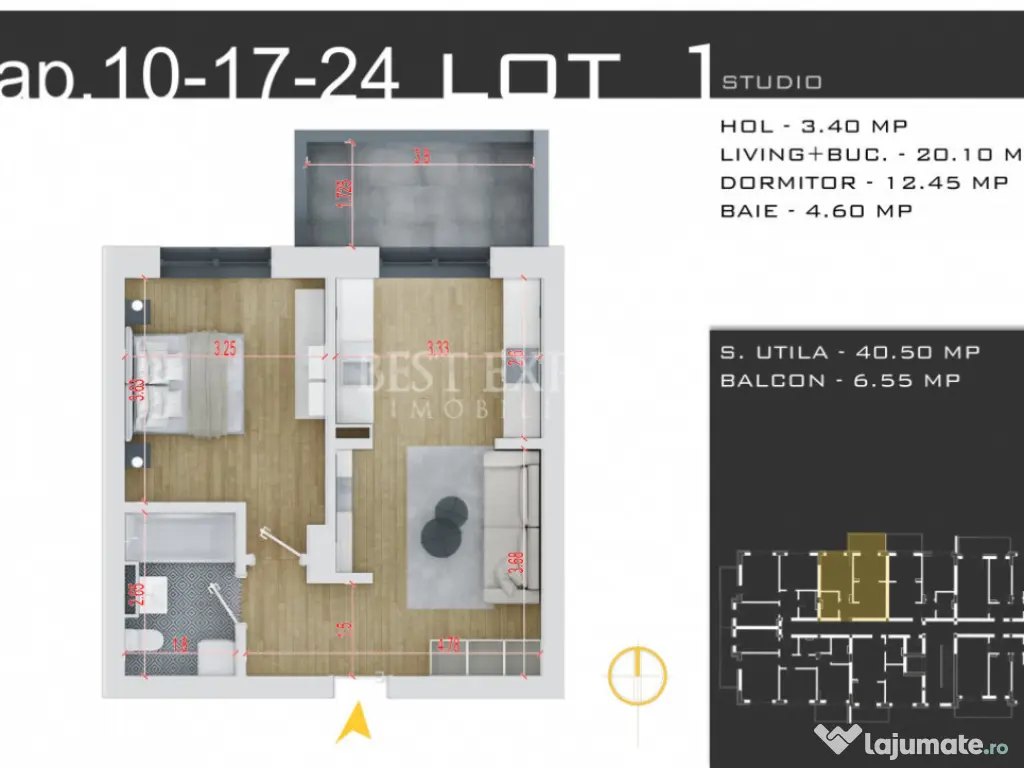 2 Camere Direct Dezvoltator-Incalzire in pardoseala