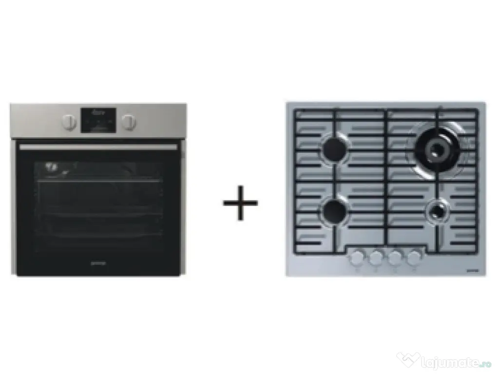 Plita pe gaz si cuptor electric inox-Gorenje