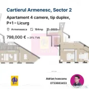 Apartament 4 camere, tip duplex, P+1 – Licurg 