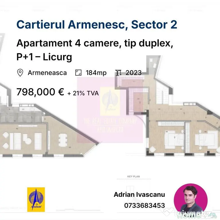 Apartament 4 camere, tip duplex, P+1 – Licurg