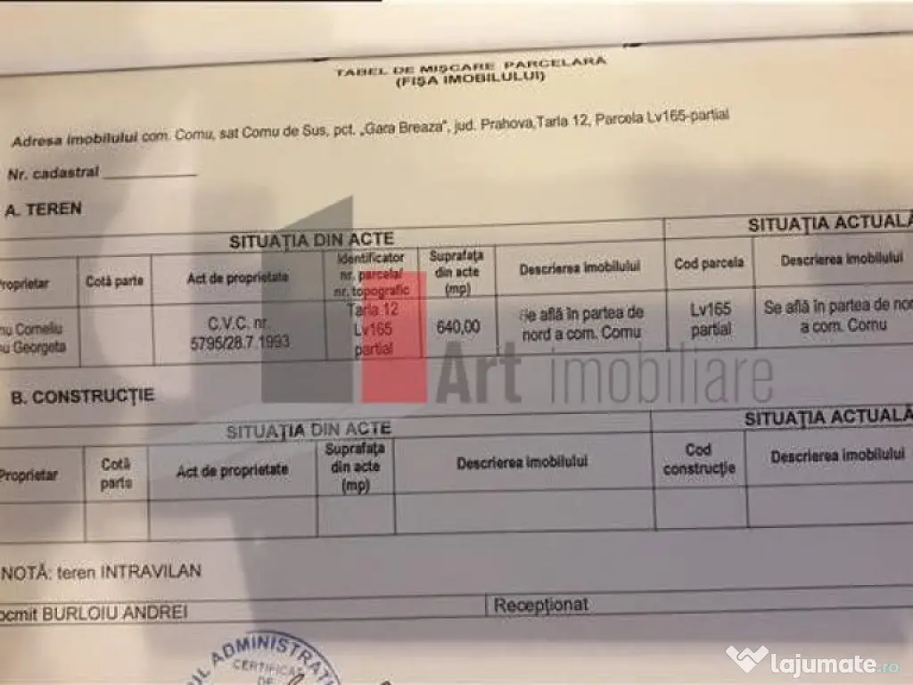 Teren de vanzare Breaza Cornu iesire la DN 1