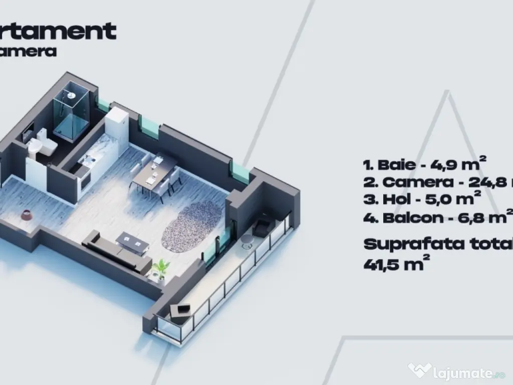 Studio compartimentat in 2 camere ,vedere spre mare