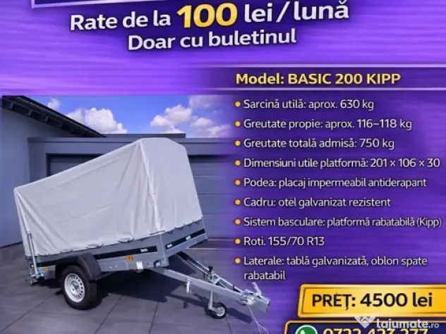 Remorca Martz Basic 200/106cm Prelata Basculabila