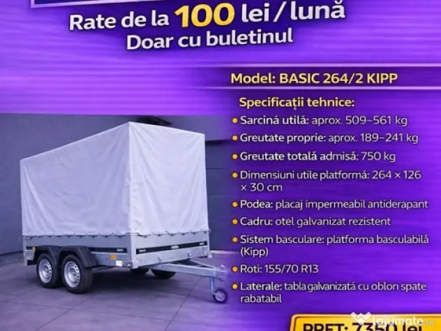 Remorca Martz Basic 200/106cm Prelata Basculabila