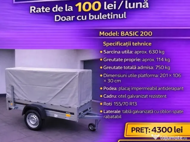Remorca Martz Basic 200/106cm Prelata Basculabila